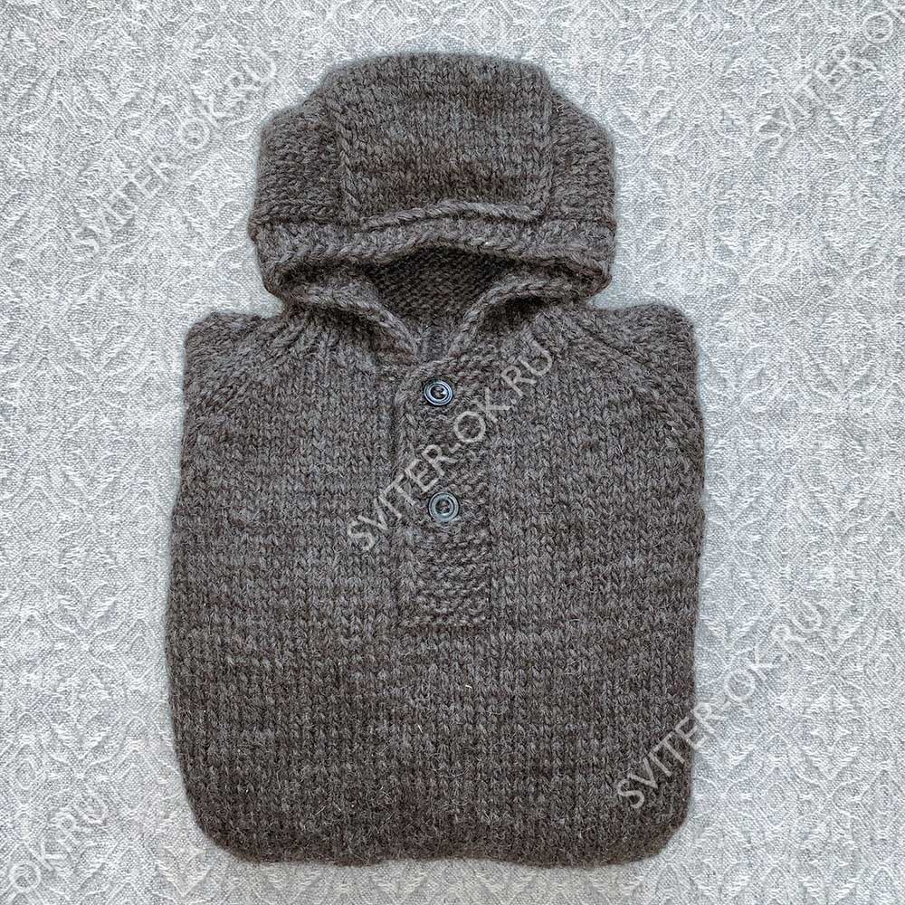 Шерстяной свитер «Сибиряк» с капюшоном и карманом