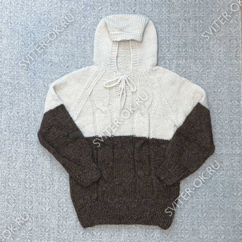 Шерстяной свитер «Столичный» два цвета с капюшоном