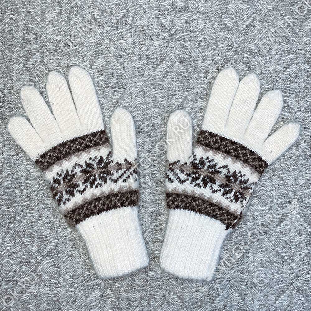 Женские перчатки шерстяные «Снежинки»