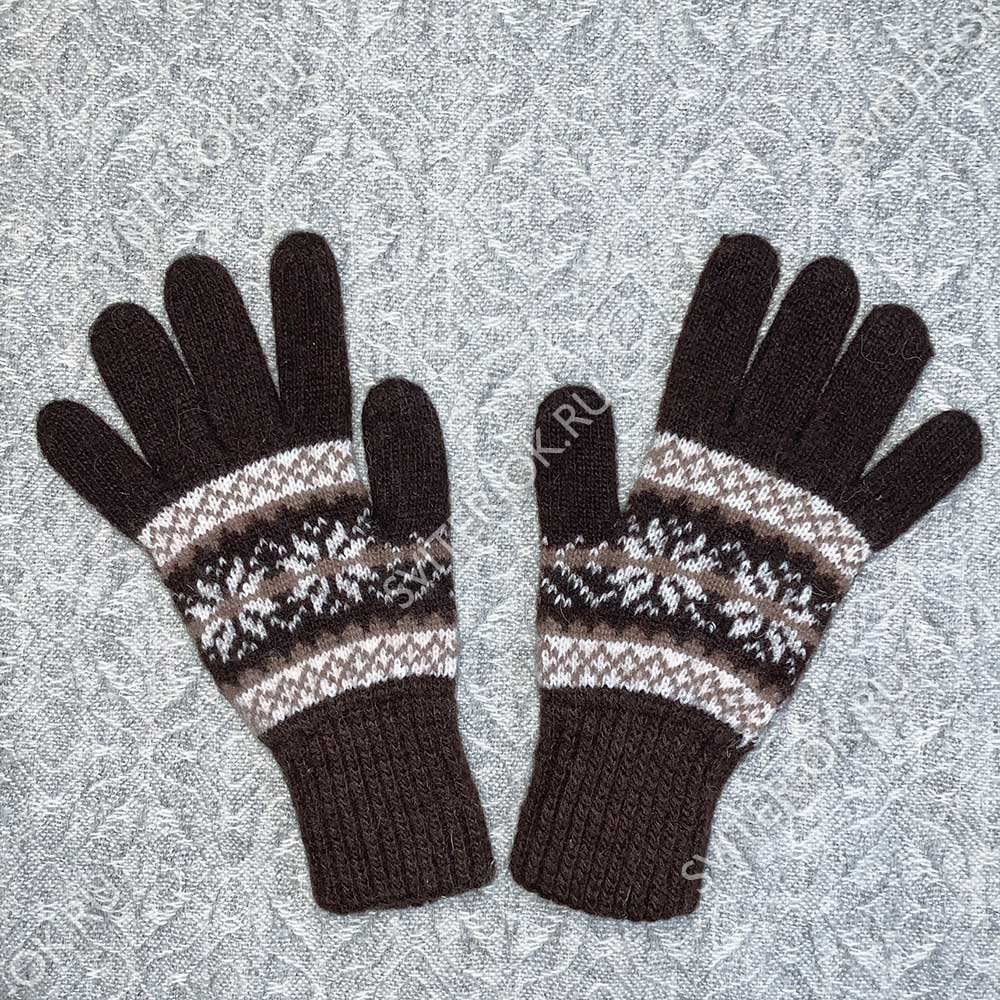 Мужские шерстяные перчатки «Снег» коричневые