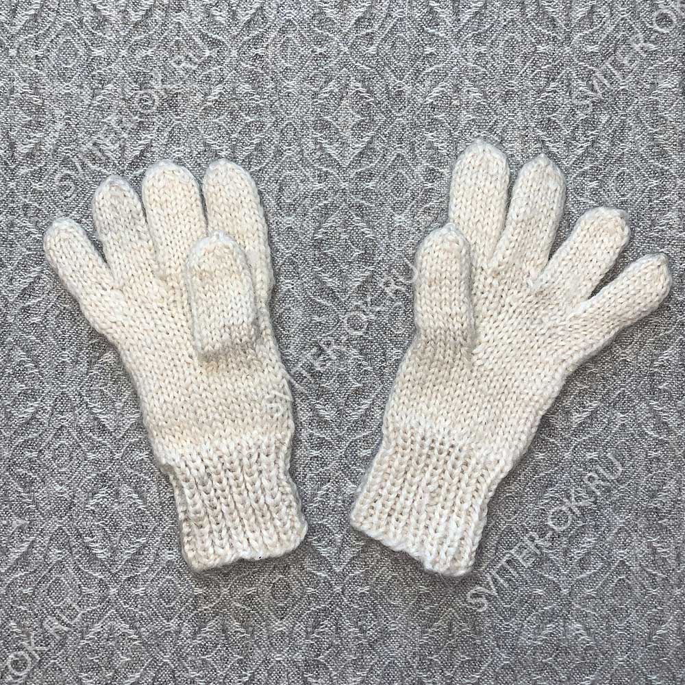 Мужские шерстяные перчатки «Ручная вязка» белые