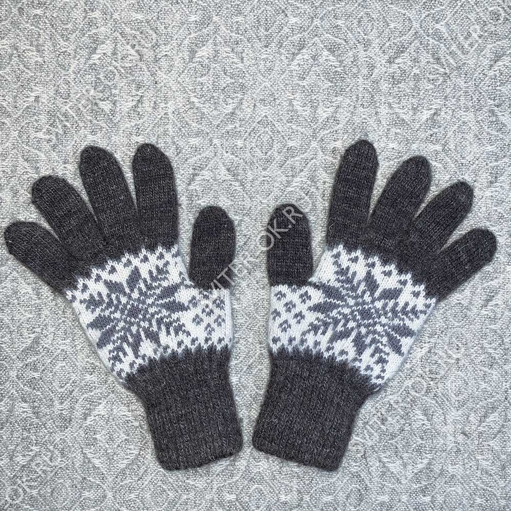 Женские перчатки шерстяные «Снежный цветок»