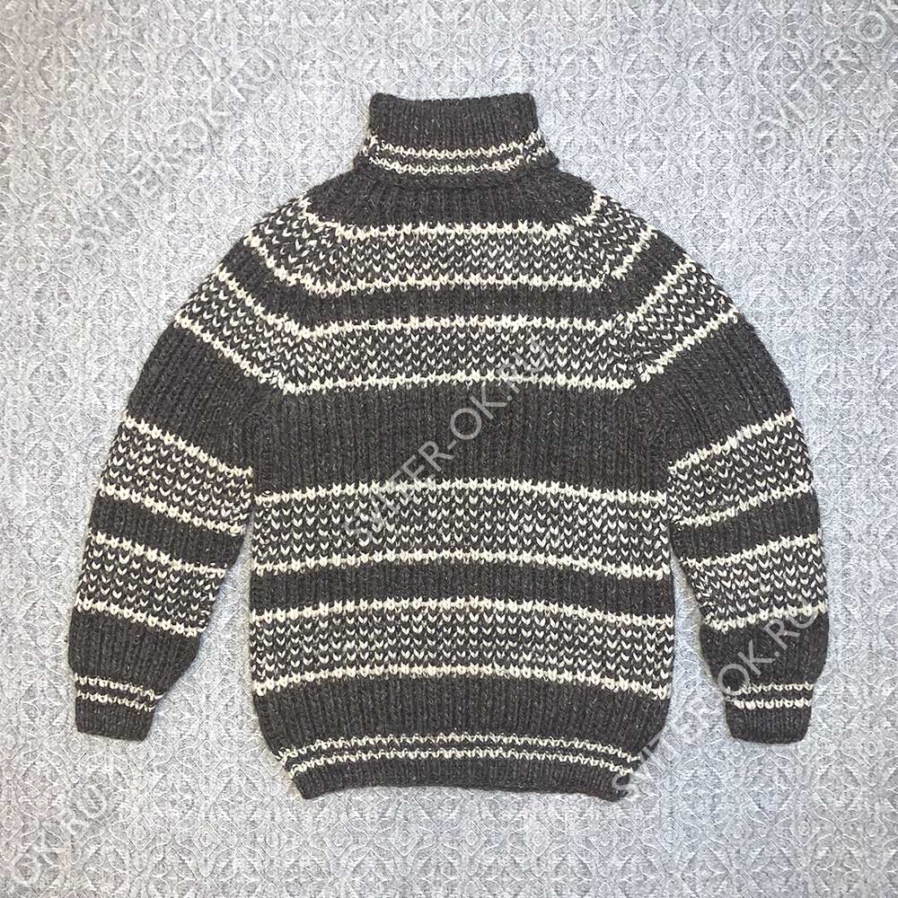 Шерстяной свитер «Полоски» с высоким горлом