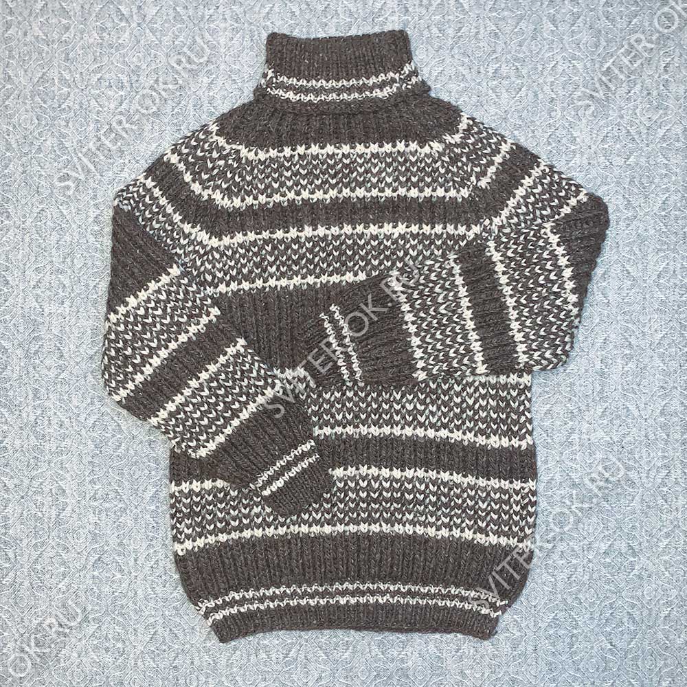 Шерстяной свитер «Полоски» с высоким горлом