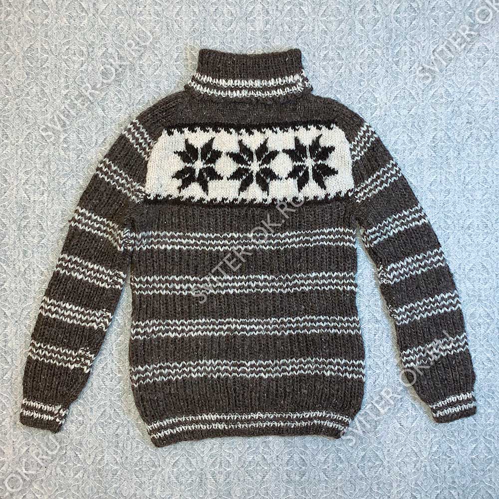 Шерстяной свитер «Каменный цветок» с высоким горлом